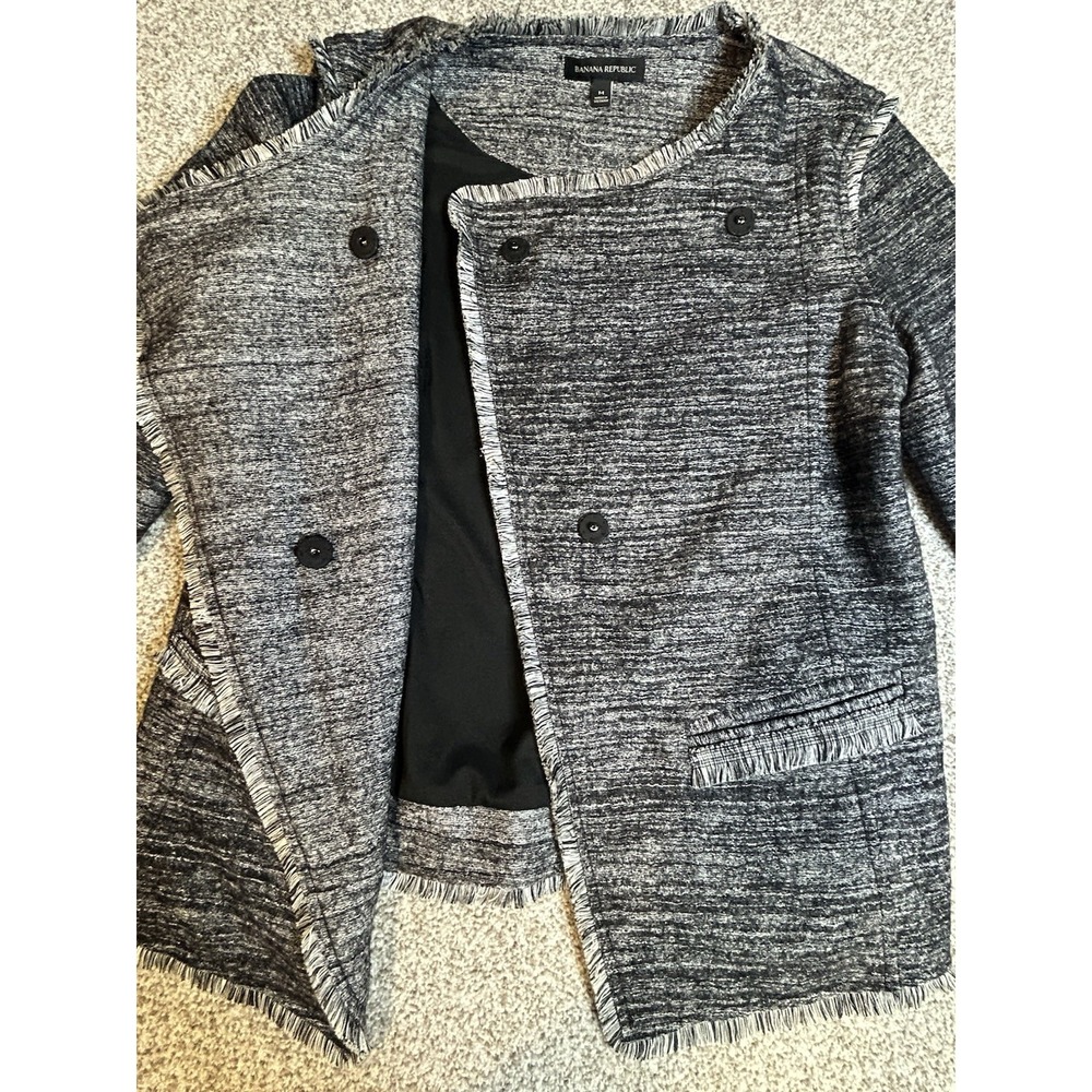 Banana Republic Women's Tweed Blazer Jacket M Grey - Picture 7 of 11